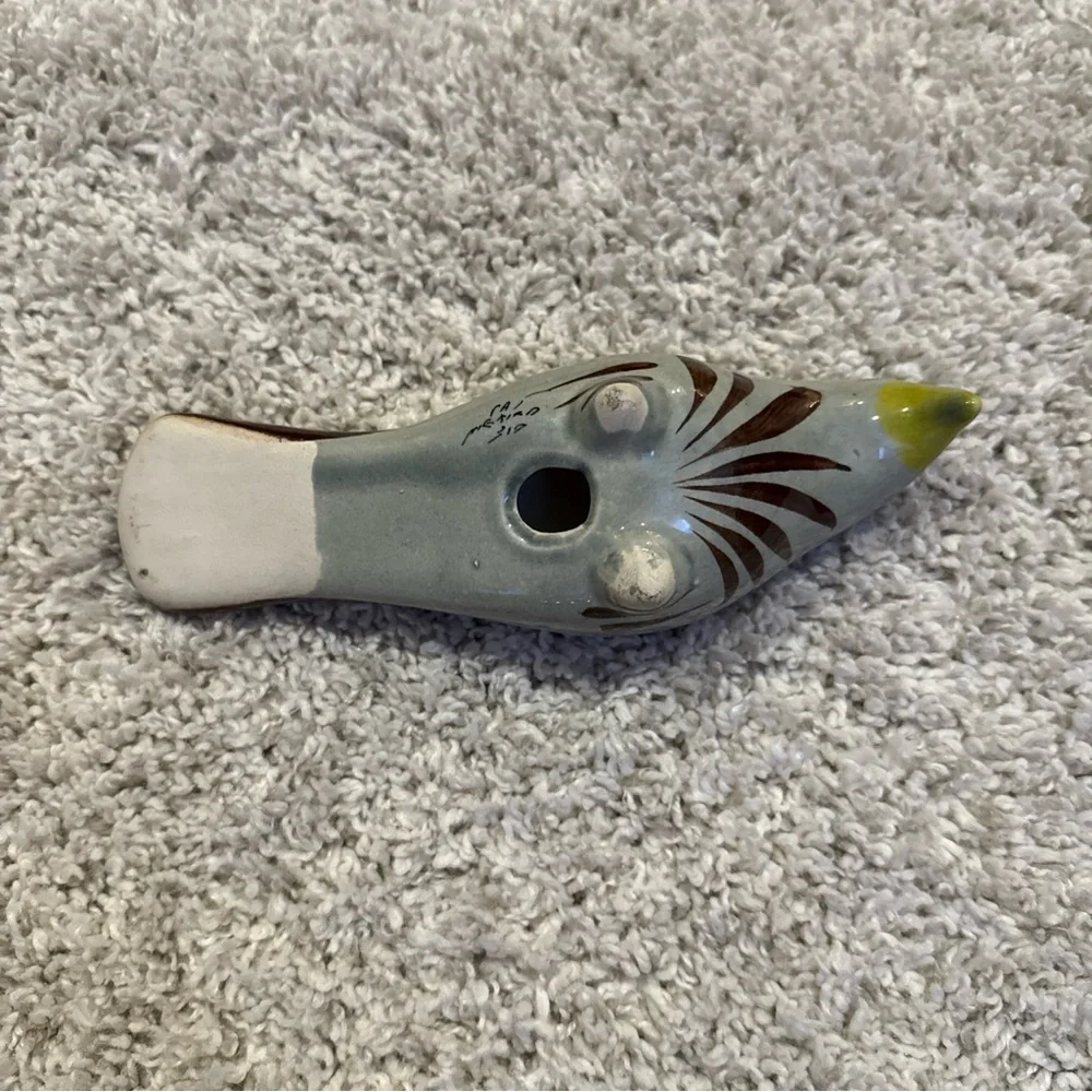 Vintage Tonala Mexican folk art pottery bird